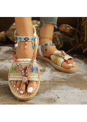 Zehensteg mit Tribal-Print in hellem Kamelbraun