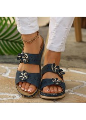 marineblaue runde Zehenpartie flache Sandalen