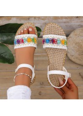 Weiße Sandalen mit Ethno-Print und runder Zehenpartie