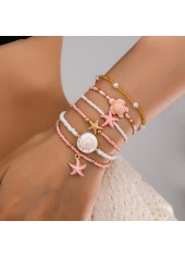 Schildkröten-Seestern-Armbandset aus rosa Perlen
