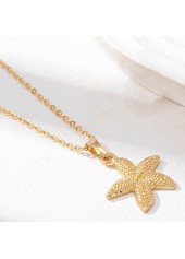 Golden jewelry,Animal Print jewelry,Golden Starfish Design Animal Alloy Necklace