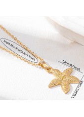 Golden jewelry,Animal Print jewelry,Golden Starfish Design Animal Alloy Necklace