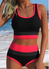 Rotita schwarzes mehrlagiges Bikini-Set mit hohem Bund