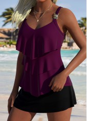 haut de tankini Rotita violet foncé rougeâtre à col en forme de cœur-Pas de fond