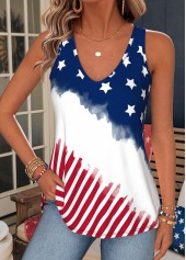Rotita Tanktop mit amerikanischer Flagge blau V-Ausschnitt ärmellos