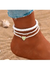 bracelets de cheville en pâte polymère blanche avec détail en forme de cœur