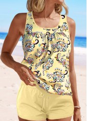 ensemble de tankini à imprimé tribal jaune clair patchwork rotita