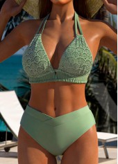 Sage Green swimwear,Plain Color swimwear,ROTITA Sage Green Mid Waisted Bikini Set