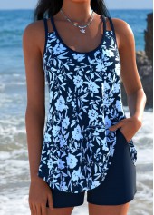 Navy swimwear,Ditsy Floral swimwear,ROTITA Navy Curved Hem Ditsy Floral Print Tankini Set