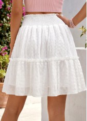 White bottoms,Plain Color bottoms,White Short Elastic Waist A Line Skirt
