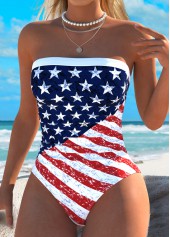 White swimwear,Flag swimwear,ROTITA American Flag White Patchwork One Piece Swimwear