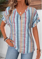 T-shirt multicolore à imprimé géométrique couvrant le ventre Rotita