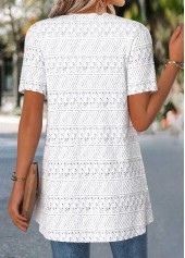 Raw white tops,Plain Color tops,ROTITA Raw White Short Sleeve Fake Two Piece Twinset