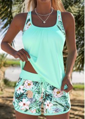 Rotita Tankini-Set in Mintgrün mit Patchwork-Tropenpflanzenmuster