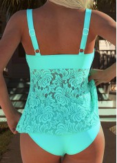 Cyan swimwear,Plain Color swimwear,ROTITA Cyan Tummy Coverage Mid Waisted Tankini Set