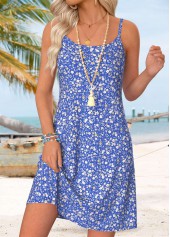 Purplish Blue dresses,Ditsy Floral dresses,Vacation dresses,Vacation dresses,ROTITA Purplish Blue Ditsy Floral Print Two-piece Dress and Cardigan