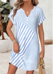 ROTITA Light Blue Geometric Print Tummy Coverage Short Dress