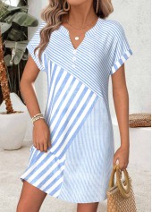 Light Blue dresses,Geometric dresses,Everyday dresses,Casual dresses,ROTITA Light Blue Geometric Print Tummy Coverage Short Dress