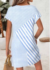 Light Blue dresses,Geometric dresses,Everyday dresses,Casual dresses,ROTITA Light Blue Geometric Print Tummy Coverage Short Dress