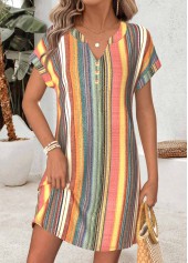 ROTITA Multi Color Tummy Coverage Short Split Neck Dress