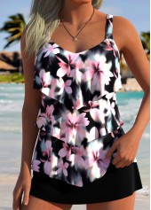 Rotita Tankini-Set mit rosa Bauchbedeckung Blumenmuster und mittelhohem Bund