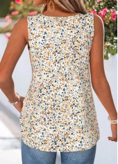 Multi Color tops,Ditsy Floral tops,ROTITA Patchwork Ditsy Floral Print Multi Color Sleeveless Tank Top