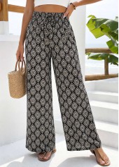 Schwarze Hose mit geometrischem Muster geradem Bein und elastischem Bund