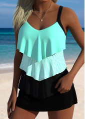 ROTITA Mint Green Tummy Coverage Mid Waisted Tankini Set