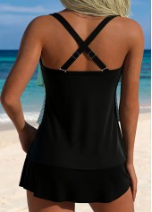 Mint Green swimwear,Contrast Color swimwear,ROTITA Mint Green Tummy Coverage Mid Waisted Tankini Set