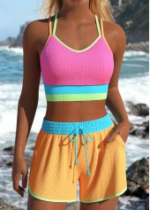 ROTITA Multi Color Layered Mid Waisted Bikini Set