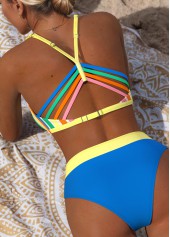 Rotita blauer zweiteiliger gestreifter Bikini mit mittelhohem Bund
