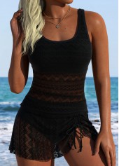 Rotita Tankini-Set mit schwarzer Bauchbedeckung und mittelhohem Bund