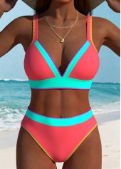 Rotita Bikini-Set mit mehrfarbigen Kontrastpaspeln und hohem Bund