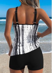 ROTITA Black Patchwork Tie Dye Print Tankini Top-No Bottom