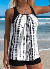 ROTITA Black Patchwork Tie Dye Print Tankini Top-No Bottom