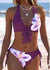 Rotita Bikini-Set mit dunkelrot-violettem Patchwork-Blumenmuster