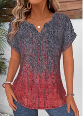 T-shirt Rotita à ourlet arrondi imprimé tribal multicolore