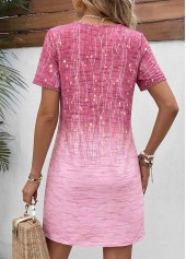 Pink dresses,Floral dresses,Plants dresses,Everyday dresses,Casual dresses,ROTITA Pink Floral Print Tummy Coverage Short Square Neck Dress