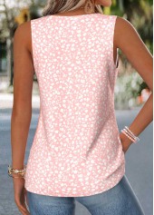Light Pink tops,Ditsy Floral tops,ROTITA Curved Hem Ditsy Floral Print Light Pink Tank Top