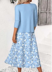 Blue dresses,Ditsy Floral dresses,Everyday dresses,Casual dresses,ROTITA Ditsy Floral Print Blue Dress and Cardigan