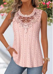 Rotita Patchwork-Tanktop rosa ärmellos Rundhalsausschnitt