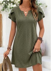 ROTITA Sage Green Tummy Coverage Short Split Neck Dress