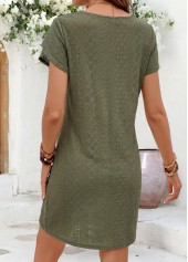 Sage Green dresses,Plain Color dresses,Everyday dresses,Casual dresses,ROTITA Sage Green Tummy Coverage Short Split Neck Dress