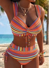 Rotita Bikini-Set mehrfarbig mittelhoch geschnitten gerafft mit Ethno-Print