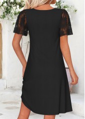 Black dresses,Plain Color dresses,Vacation dresses,Vacation dresses,ROTITA Black Tummy Coverage Short Square Neck Dress