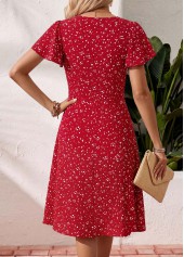 Red dresses,Dot dresses,Vacation dresses,Vacation dresses,ROTITA Red Polka Dot Tummy Coverage Square Neck Dress