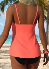 ROTITA Orange Layered Floral Print Tankini Top-No Bottom
