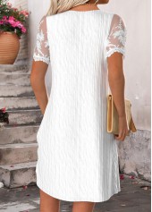 White dresses,Plain Color dresses,Everyday dresses,Casual dresses,ROTITA Tummy Coverage White Short Square Neck Dress