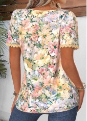 Multi Color tops,Floral tops,Plants tops,ROTITA Tummy Coverage Floral Print Multi Color T Shirt