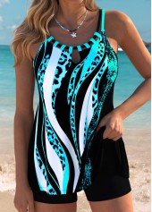 ROTITA Tummy Coverage Green Leopard Tankini Top-No Bottom